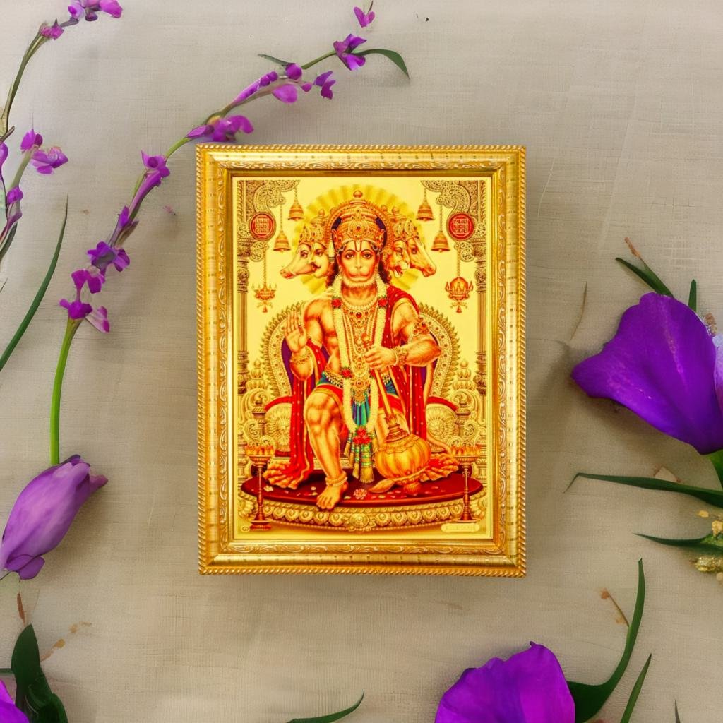 Bajaj divine world 24kt gold plated panchmukhi hanuman ji photo frame