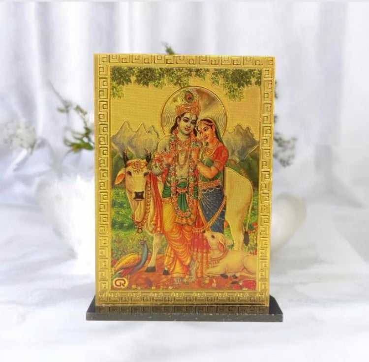 Radha krishna 24kt gold plated photo